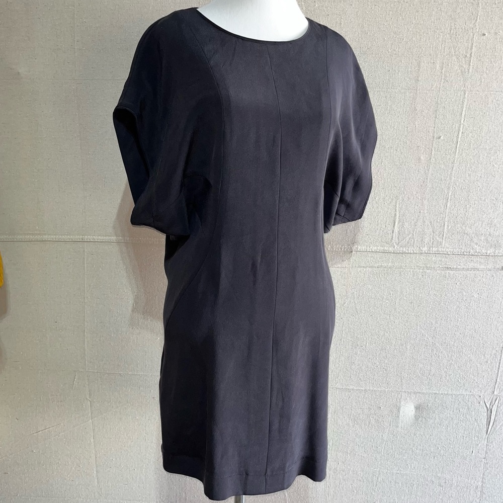 Balenciaga Silk Mini Shift Dress Black 38